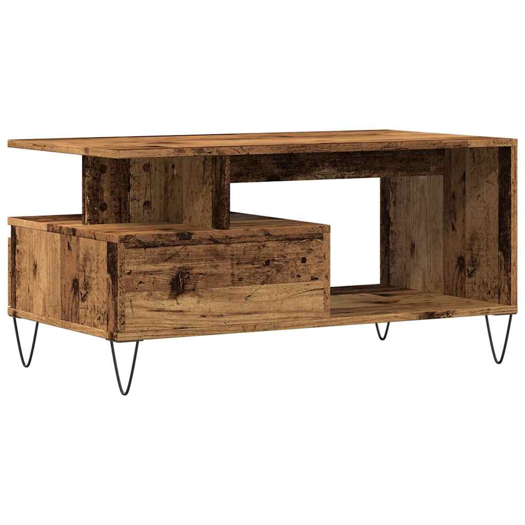 sofabord 90x49x45 cm konstrueret træ antikt trælook