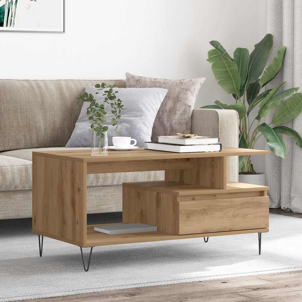 sofabord 90x49x45 cm konstrueret træ kunsteg