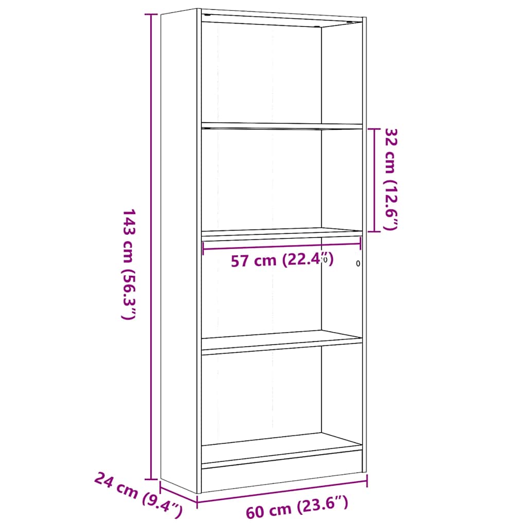 skab 60x24x143 cm konstrueret træ hvid højglans