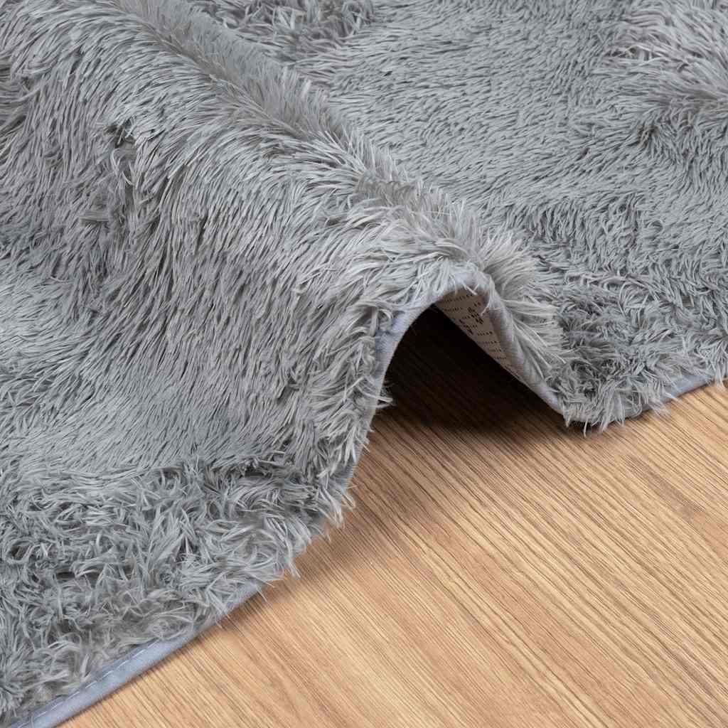 shaggy gulvtæppe NAVARRA 60x100 cm høje luv polyester lysegrå