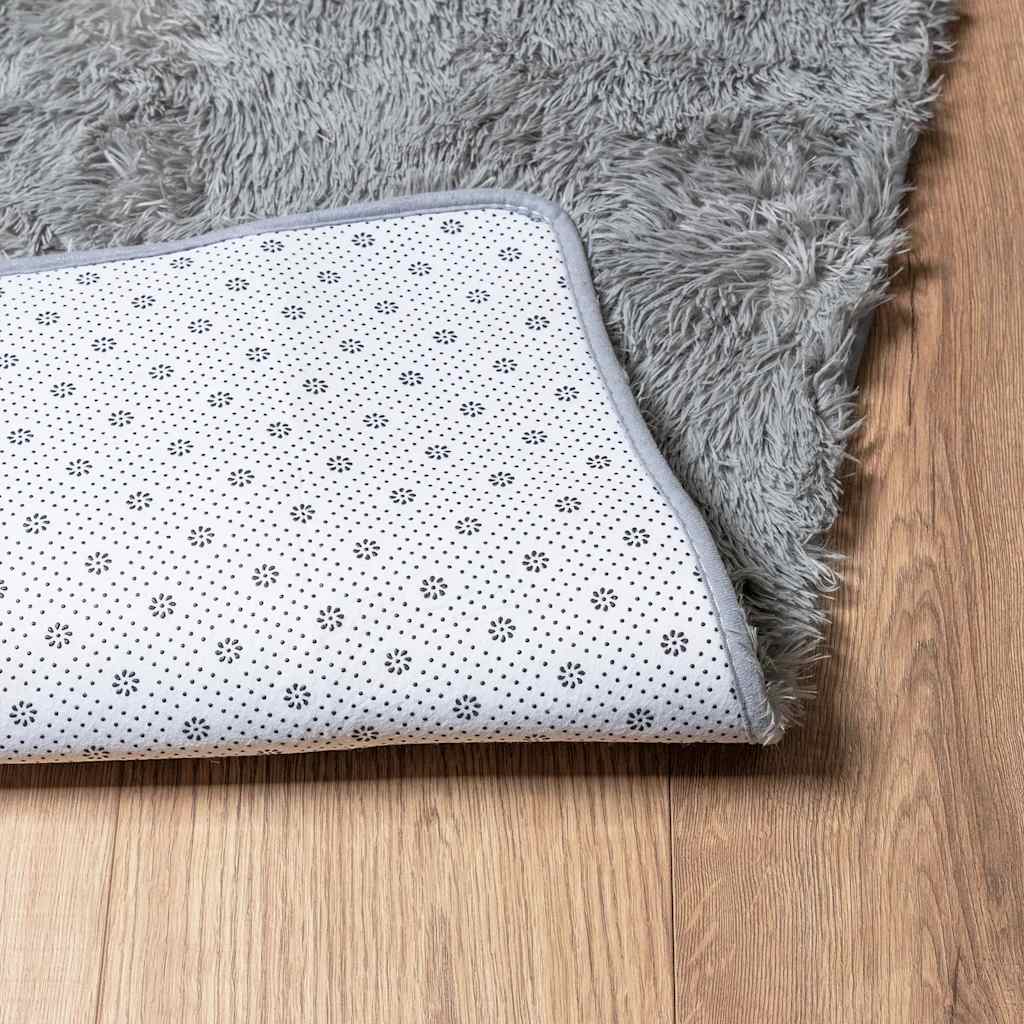 shaggy gulvtæppe NAVARRA 60x100 cm høje luv polyester lysegrå