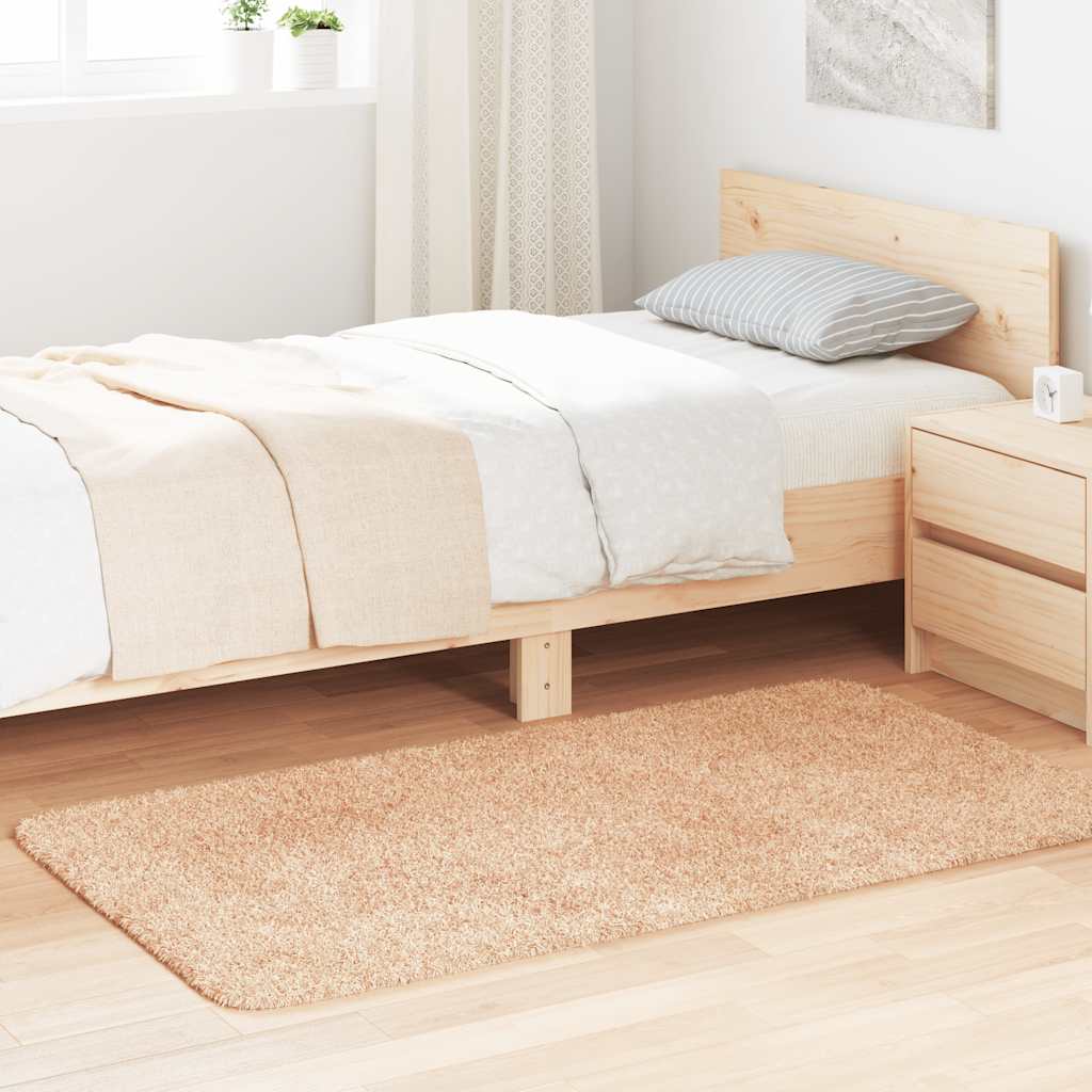 shaggy gulvtæppe NAVARRA 80x150 cm høje luv polyester beige