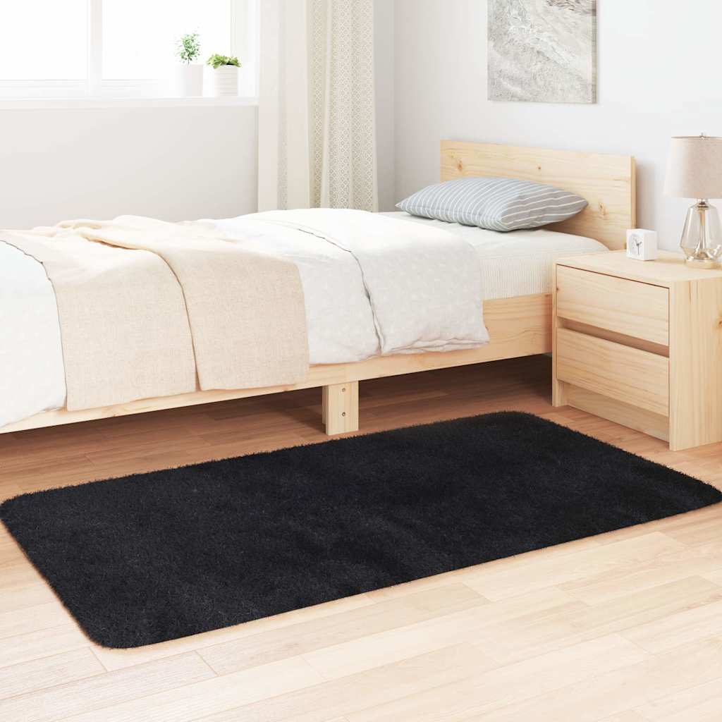shaggy gulvtæppe NAVARRA 80x150 cm høje luv polyester sort