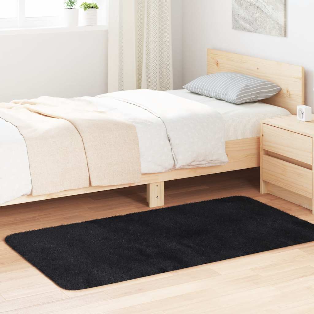 shaggy gulvtæppe NAVARRA 80x150 cm høje luv polyester sort