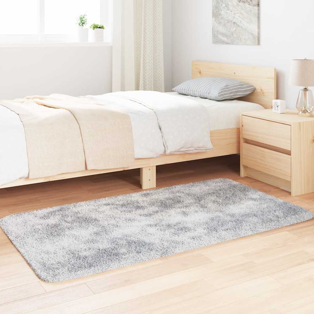 shaggy gulvtæppe NAVARRA 80x150 cm høje luv polyester sølvgrå