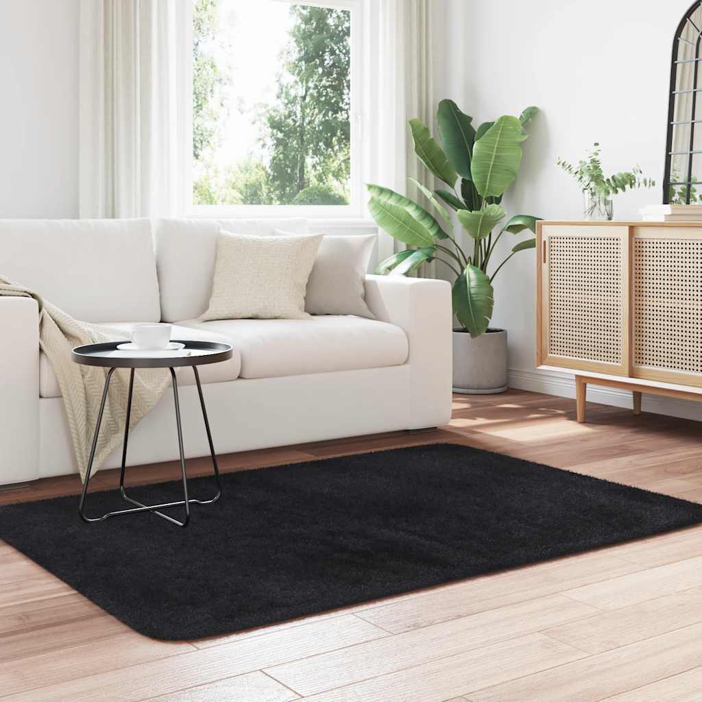 shaggy gulvtæppe NAVARRA 120x170 cm høje luv polyester sort