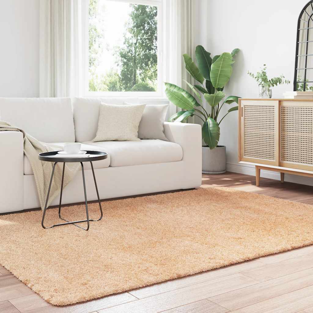 shaggy gulvtæppe NAVARRA 160x230 cm høje luv polyester beige