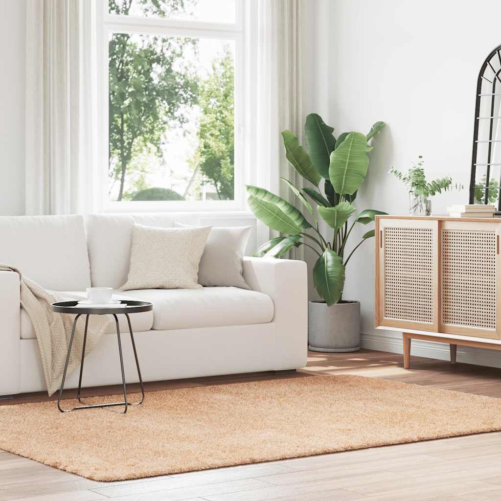 shaggy gulvtæppe NAVARRA 160x230 cm høje luv polyester beige