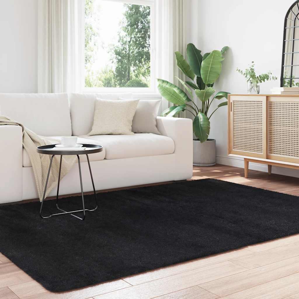 shaggy gulvtæppe NAVARRA 160x230 cm høje luv polyester sort