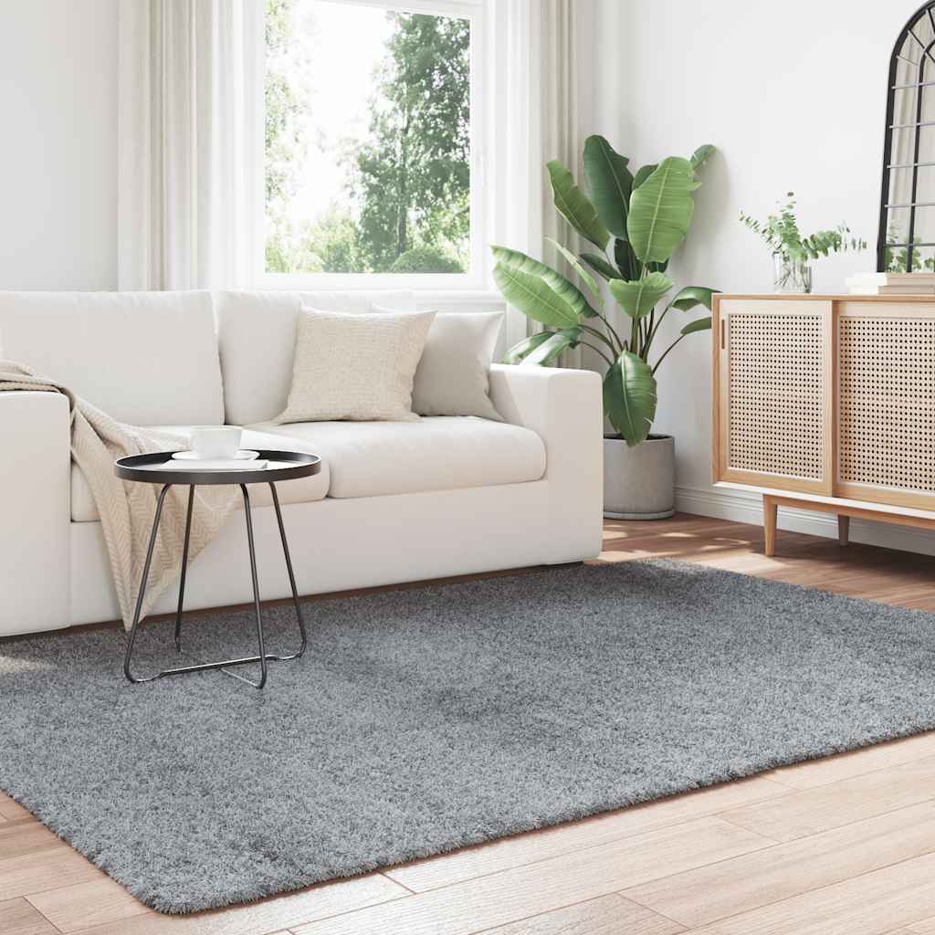 shaggy gulvtæppe NAVARRA 160x230 cm høje luv polyester lysegrå