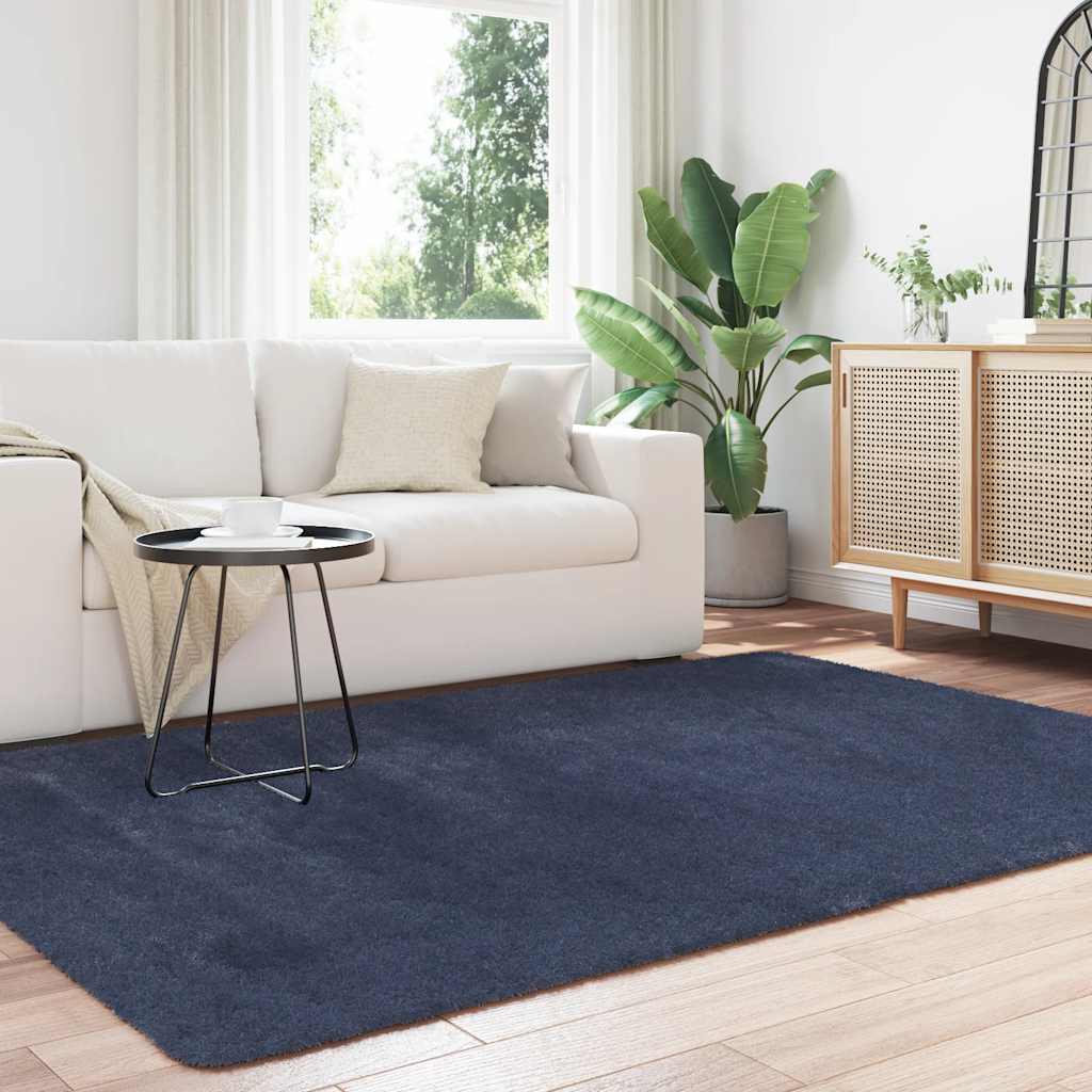 shaggy gulvtæppe NAVARRA 160x230cm høje luv polyester marineblå