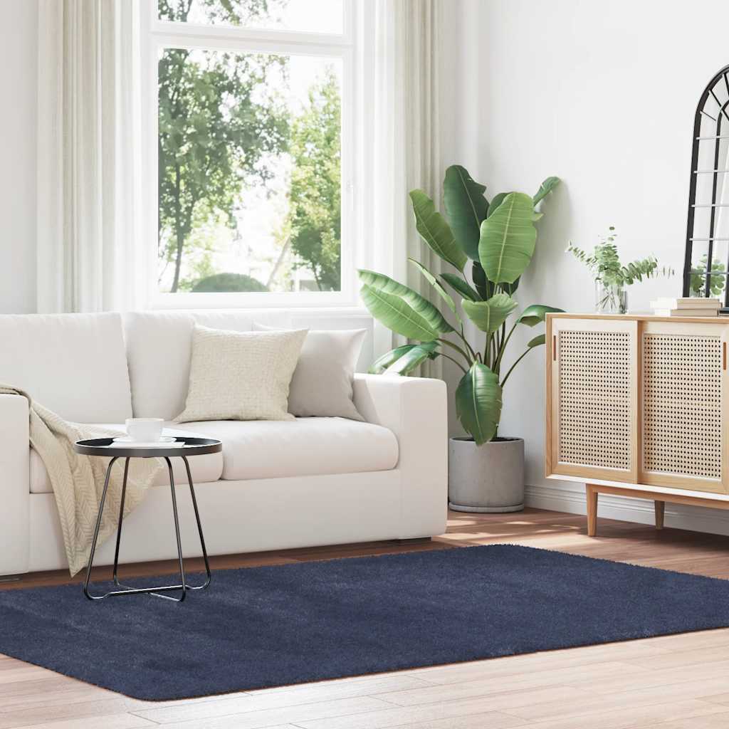 shaggy gulvtæppe NAVARRA 160x230cm høje luv polyester marineblå