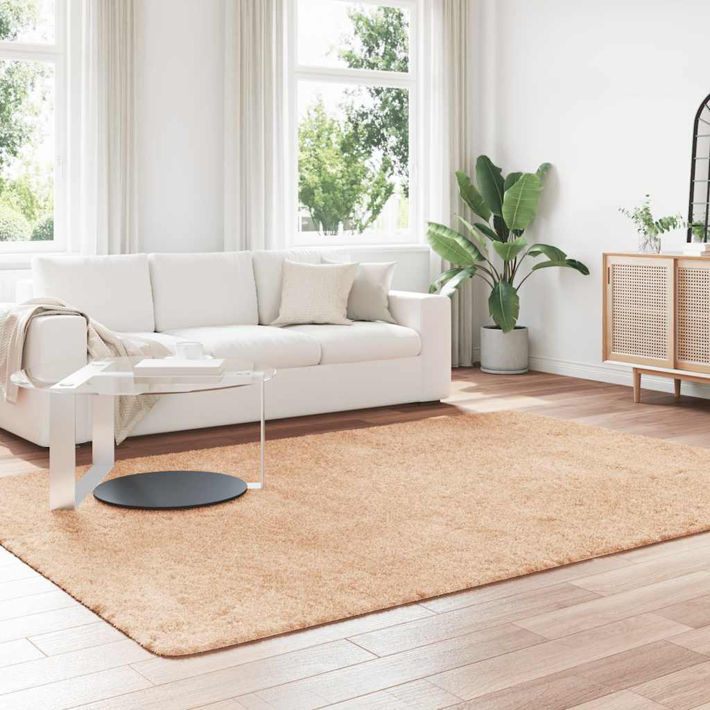 shaggy gulvtæppe NAVARRA 200x290 cm høje luv polyester beige