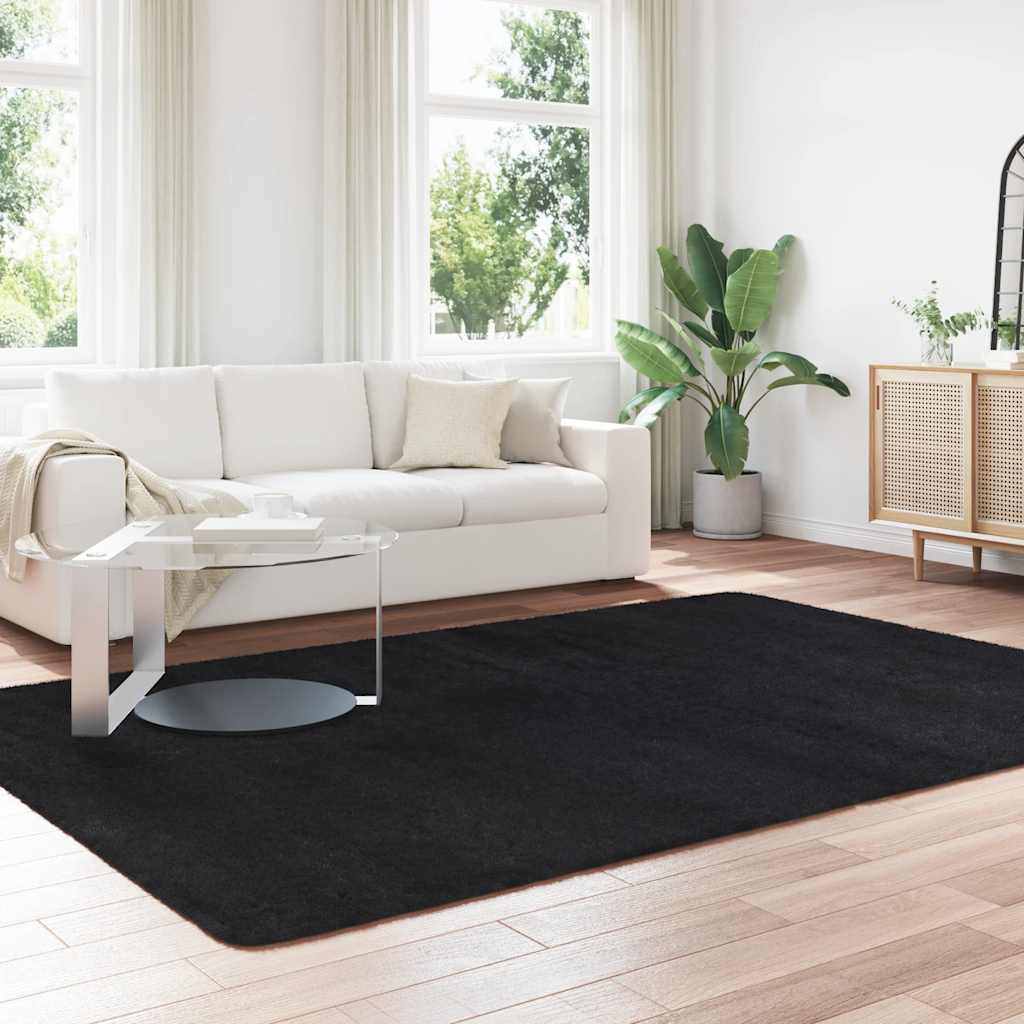 shaggy gulvtæppe NAVARRA 200x290 cm høje luv polyester sort