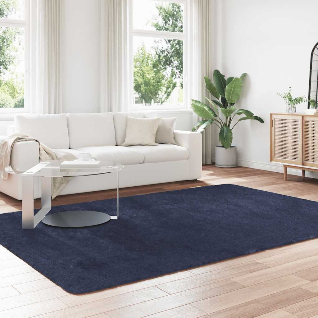 shaggy gulvtæppe NAVARRA 200x290cm høje luv polyester marineblå