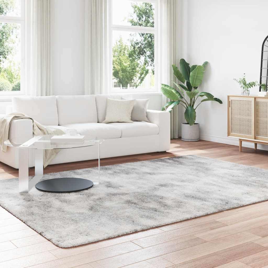 shaggy gulvtæppe NAVARRA 200x290 cm høje luv polyester sølvgrå