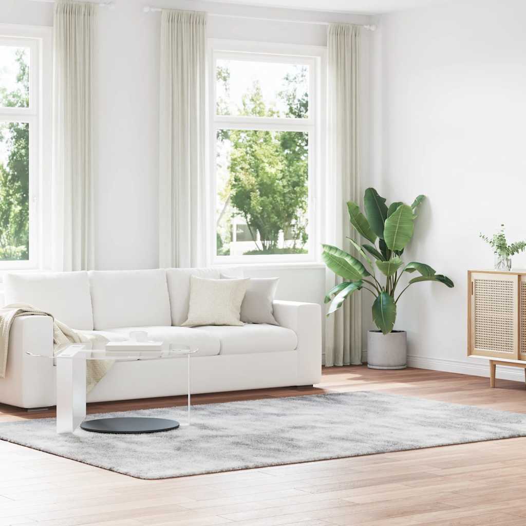 shaggy gulvtæppe NAVARRA 200x290 cm høje luv polyester sølvgrå