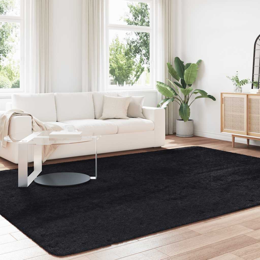 shaggy gulvtæppe NAVARRA 240x340 cm høje luv polyester sort
