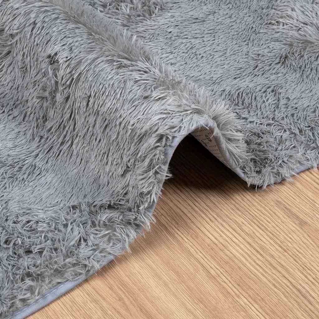 shaggy gulvtæppe NAVARRA 240x340 cm høje luv polyester lysegrå