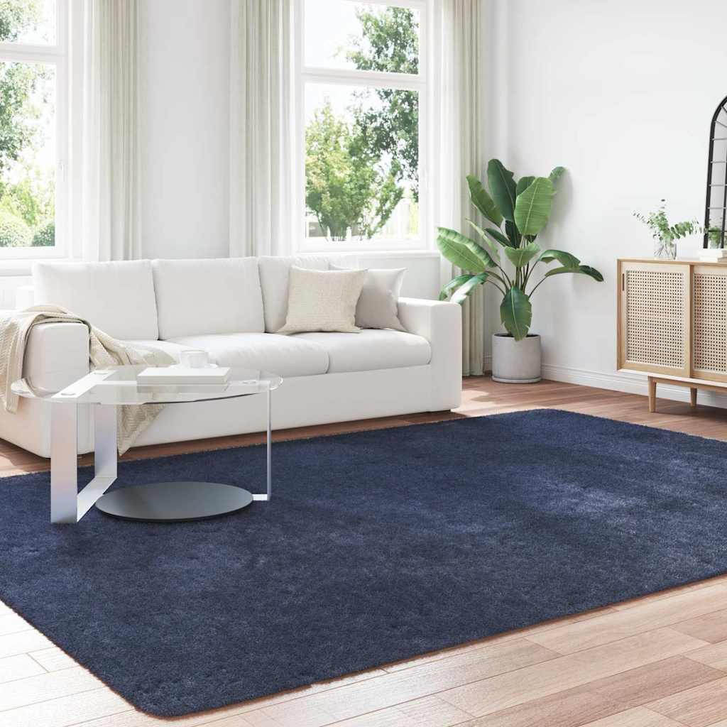 shaggy gulvtæppe NAVARRA 240x340cm høje luv polyester marineblå