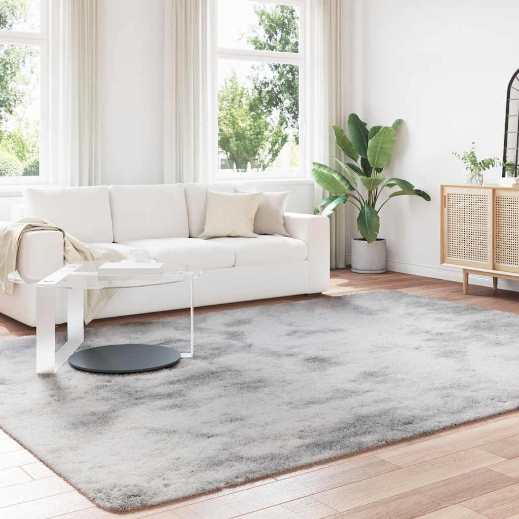 shaggy gulvtæppe NAVARRA 240x340 cm høje luv polyester sølvgrå