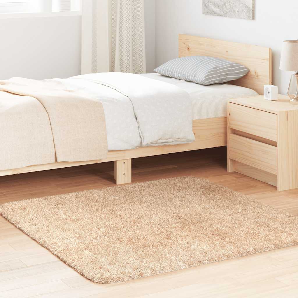 shaggy gulvtæppe NAVARRA 120x120 cm høje luv polyester beige