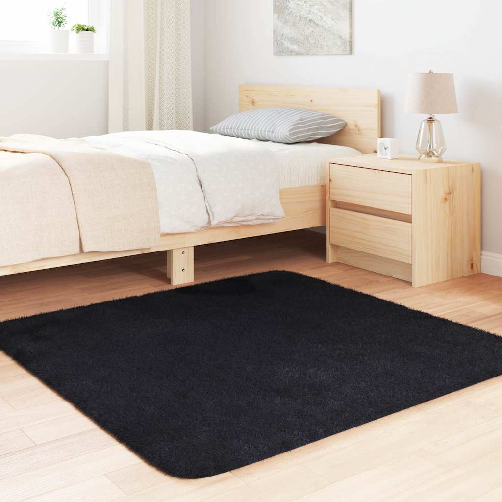 shaggy gulvtæppe NAVARRA 120x120 cm høje luv polyester sort