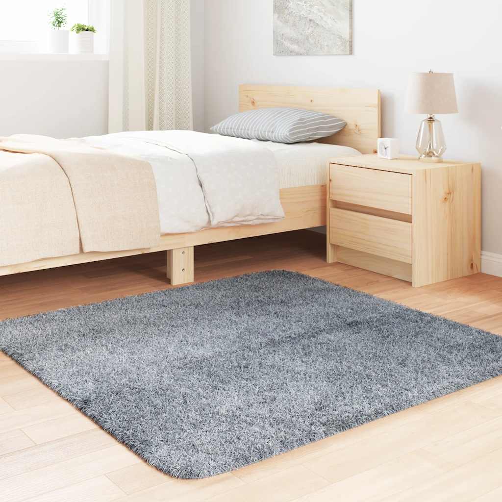 shaggy gulvtæppe NAVARRA 120x120 cm høje luv polyester lysegrå