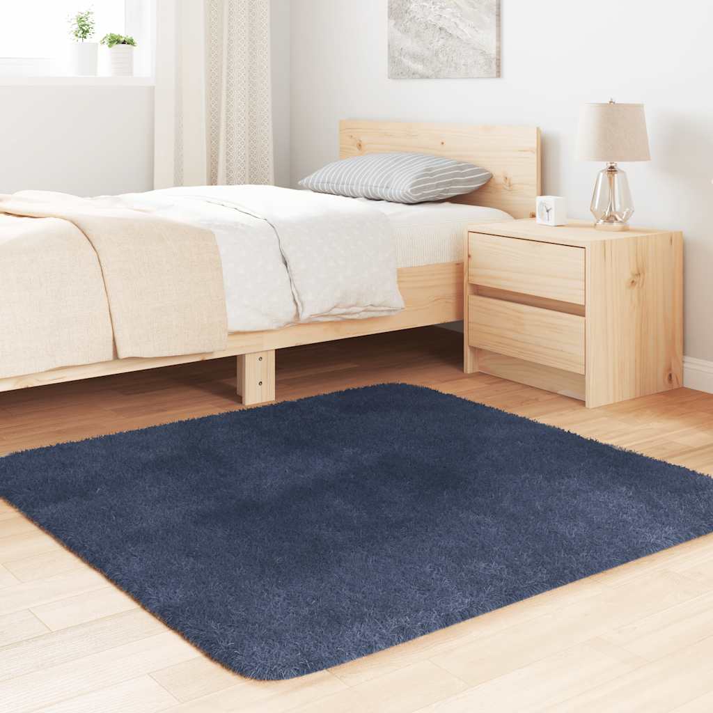 shaggy gulvtæppe NAVARRA 120x120cm høje luv polyester marineblå