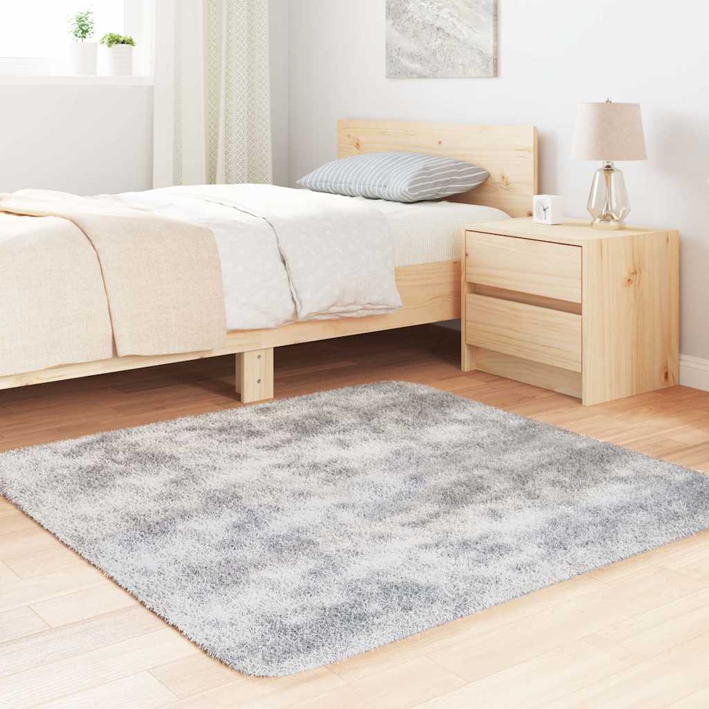 shaggy gulvtæppe NAVARRA 120x120 cm høje luv polyester sølvgrå