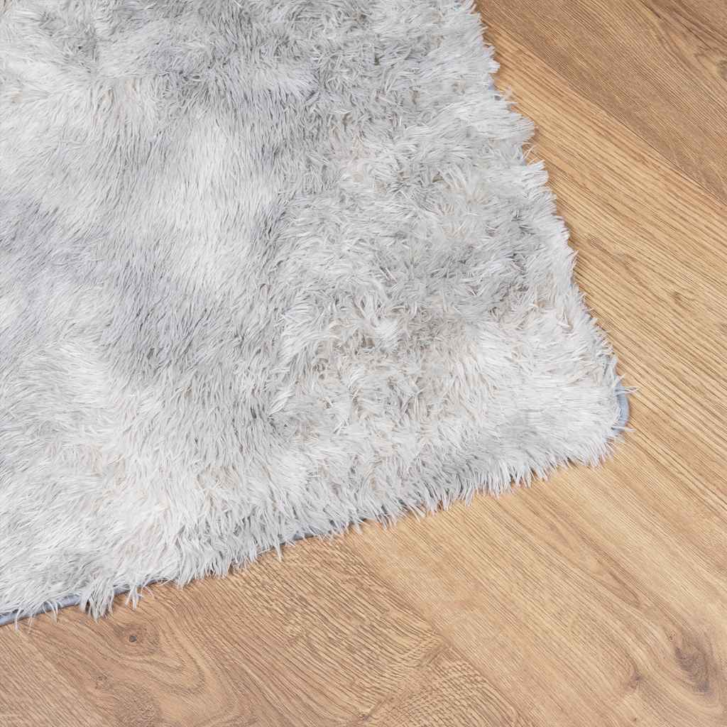 shaggy gulvtæppe NAVARRA 120x120 cm høje luv polyester sølvgrå