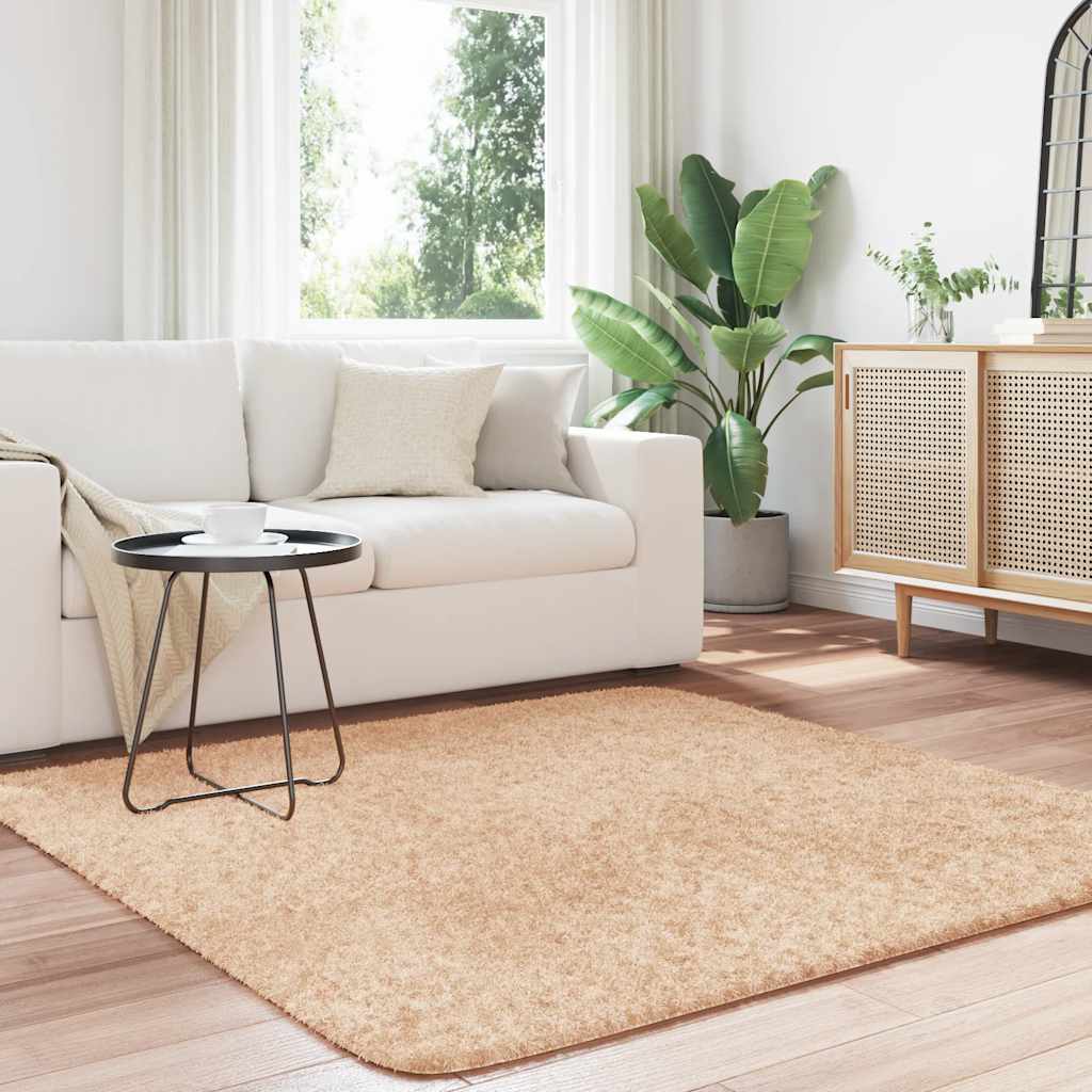 shaggy gulvtæppe NAVARRA 160x160 cm høje luv polyester beige