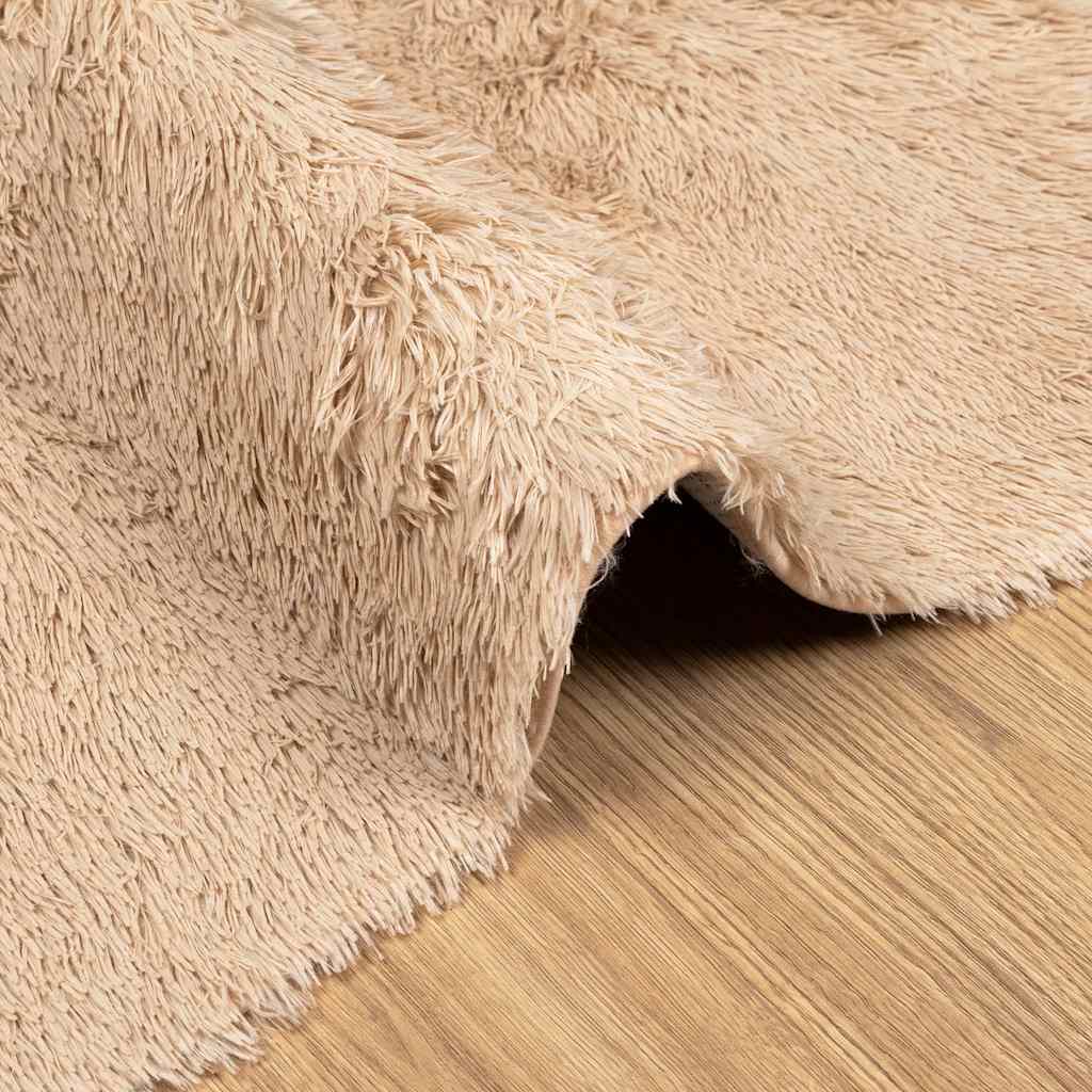 shaggy gulvtæppe NAVARRA 160x160 cm høje luv polyester beige