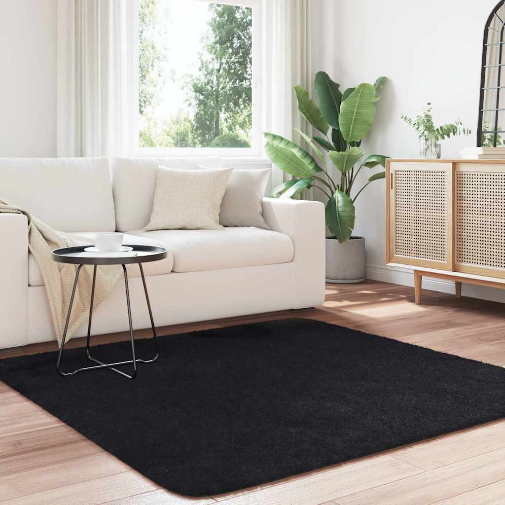 shaggy gulvtæppe NAVARRA 160x160 cm høje luv polyester sort