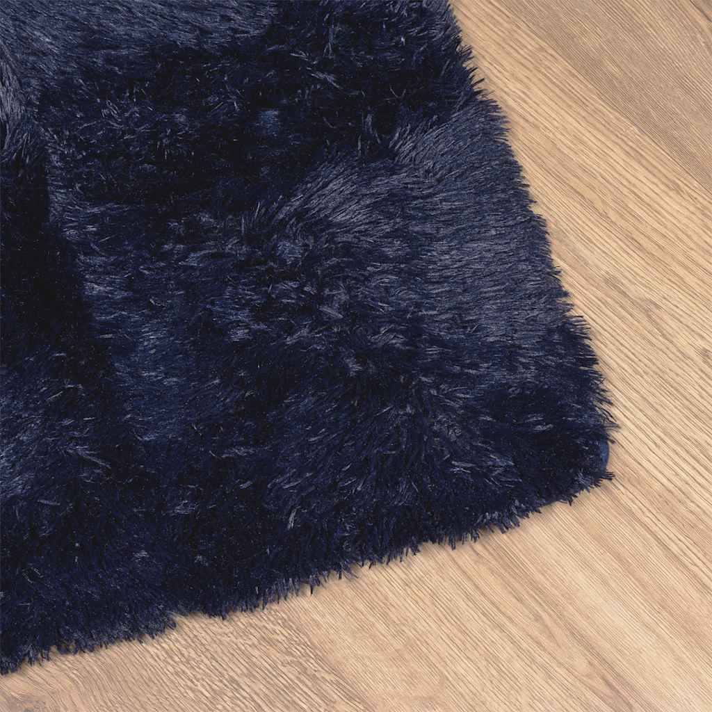 shaggy gulvtæppe NAVARRA 160x160cm høje luv polyester marineblå