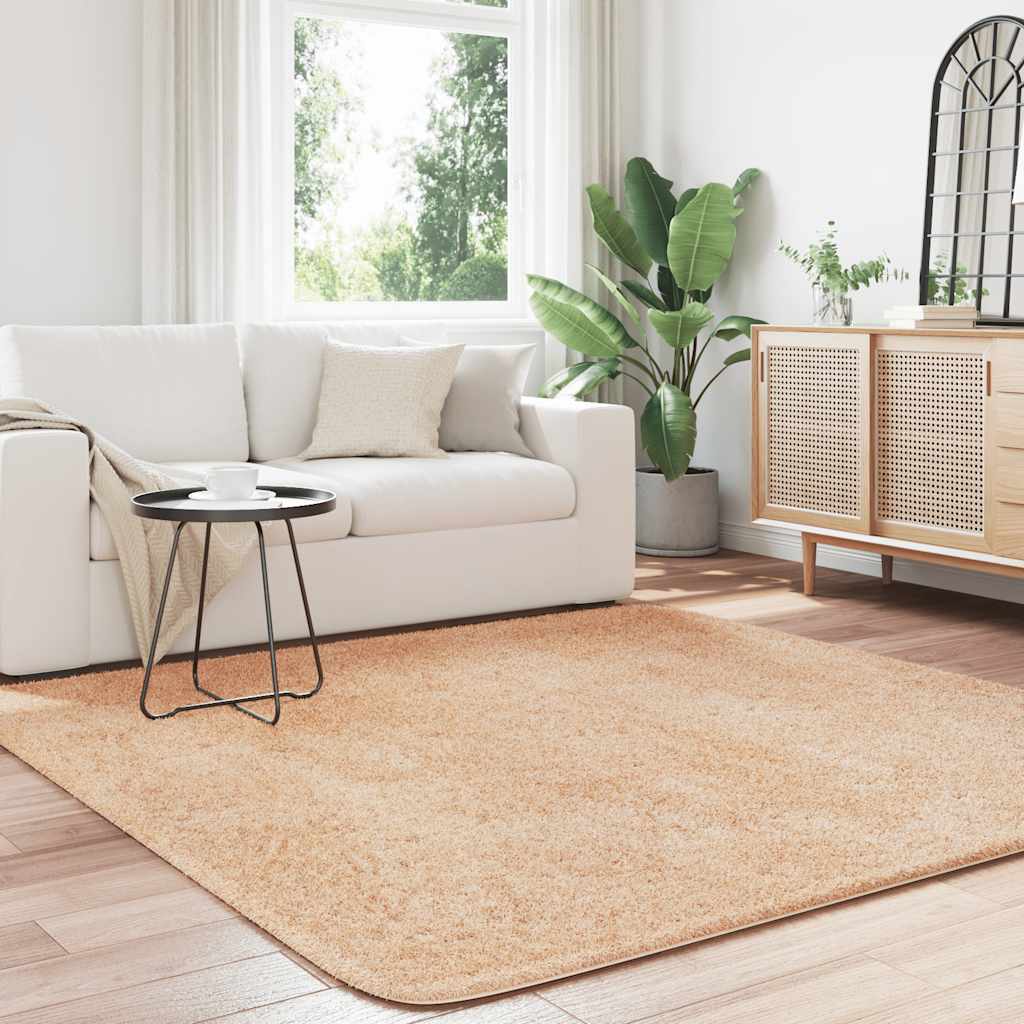 shaggy gulvtæppe NAVARRA 200x200 cm høje luv polyester beige