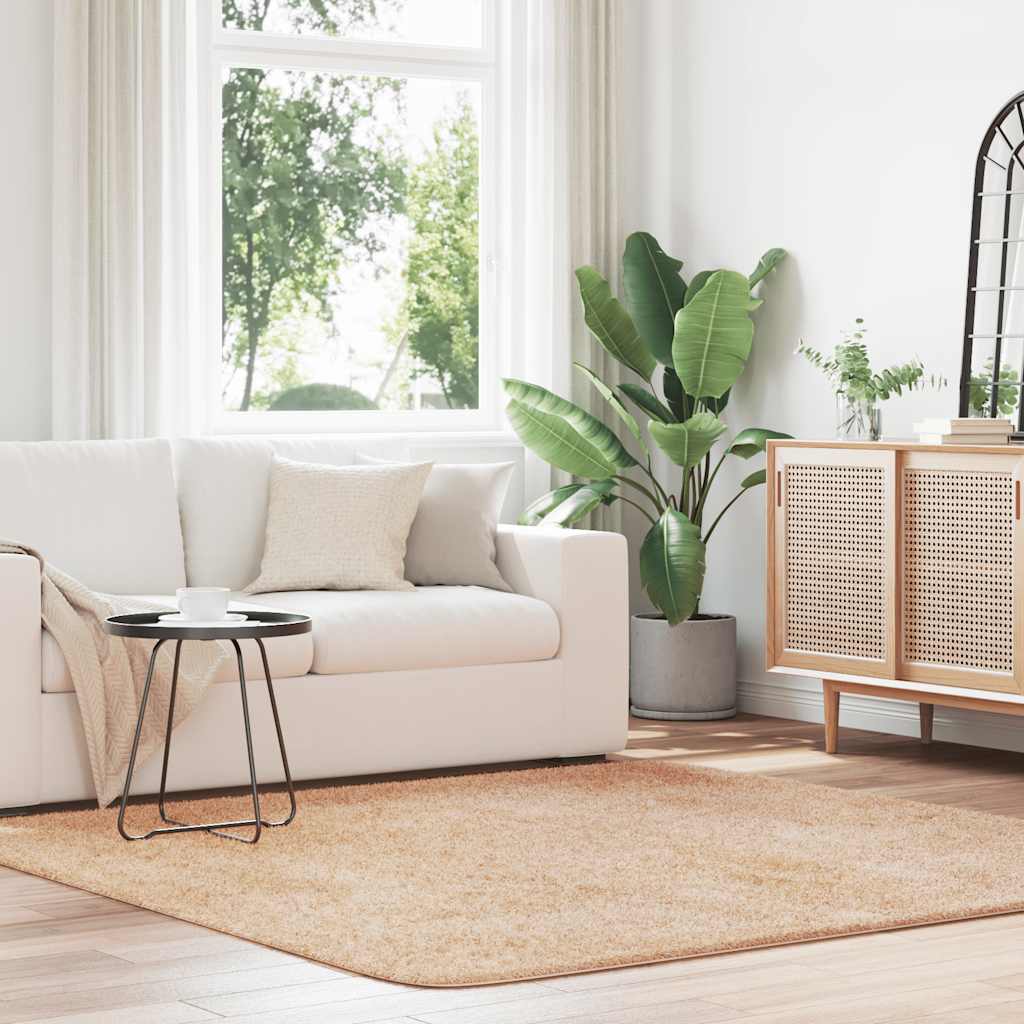 shaggy gulvtæppe NAVARRA 200x200 cm høje luv polyester beige