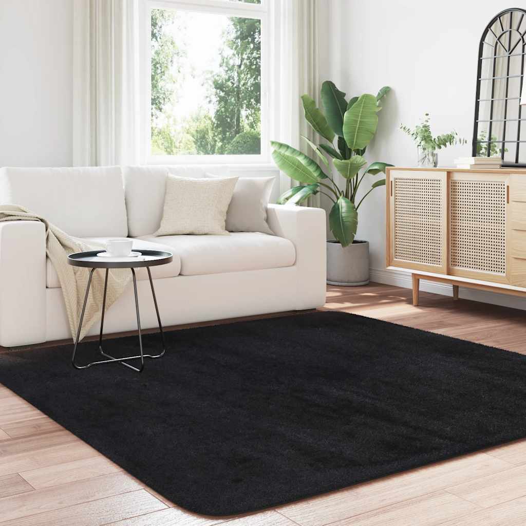shaggy gulvtæppe NAVARRA 200x200 cm høje luv polyester sort