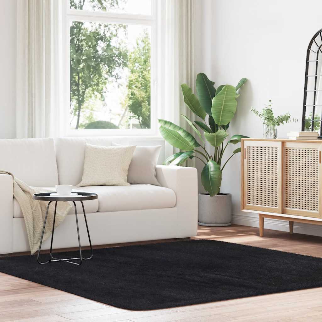 shaggy gulvtæppe NAVARRA 200x200 cm høje luv polyester sort