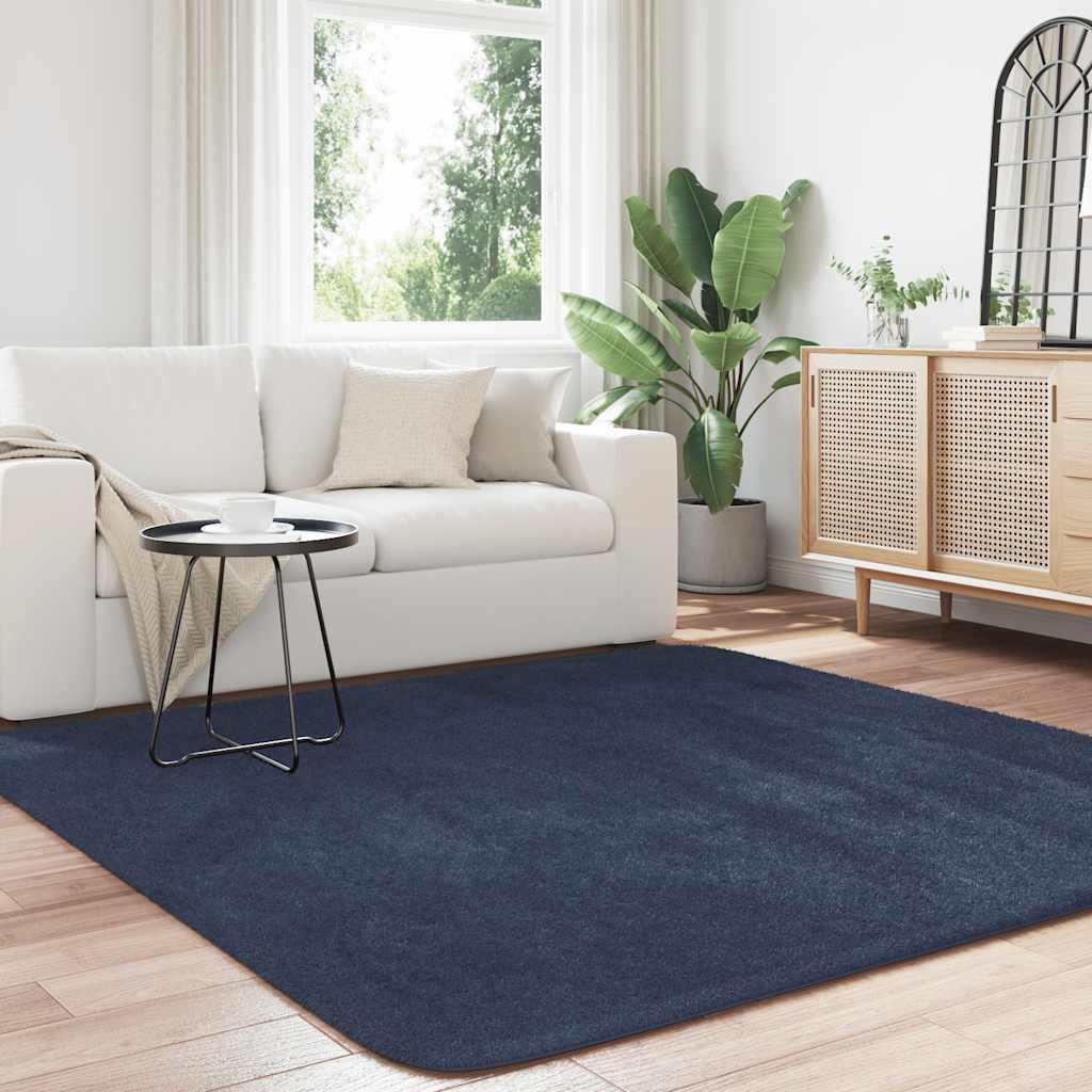 shaggy gulvtæppe NAVARRA 200x200cm høje luv polyester marineblå