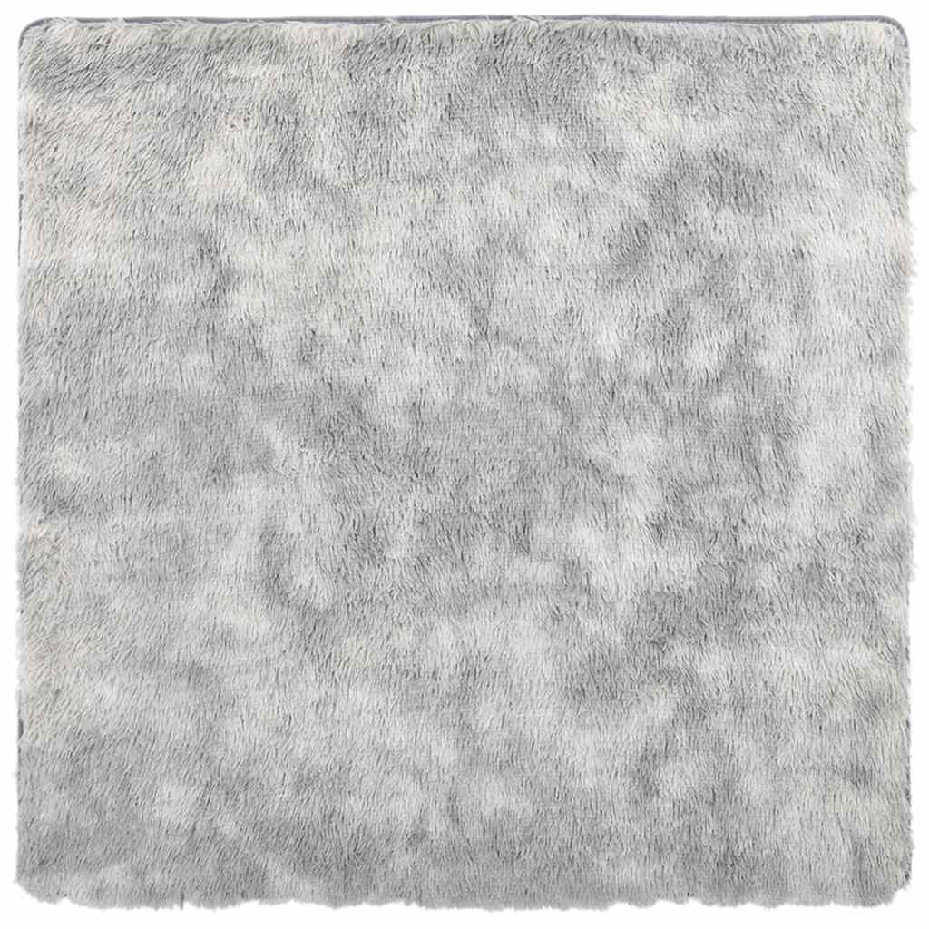 shaggy gulvtæppe NAVARRA 200x200 cm høje luv polyester sølvgrå