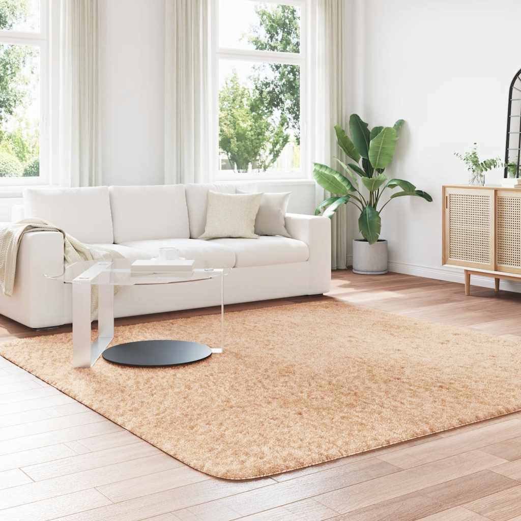 shaggy gulvtæppe NAVARRA 240x240 cm høje luv polyester beige