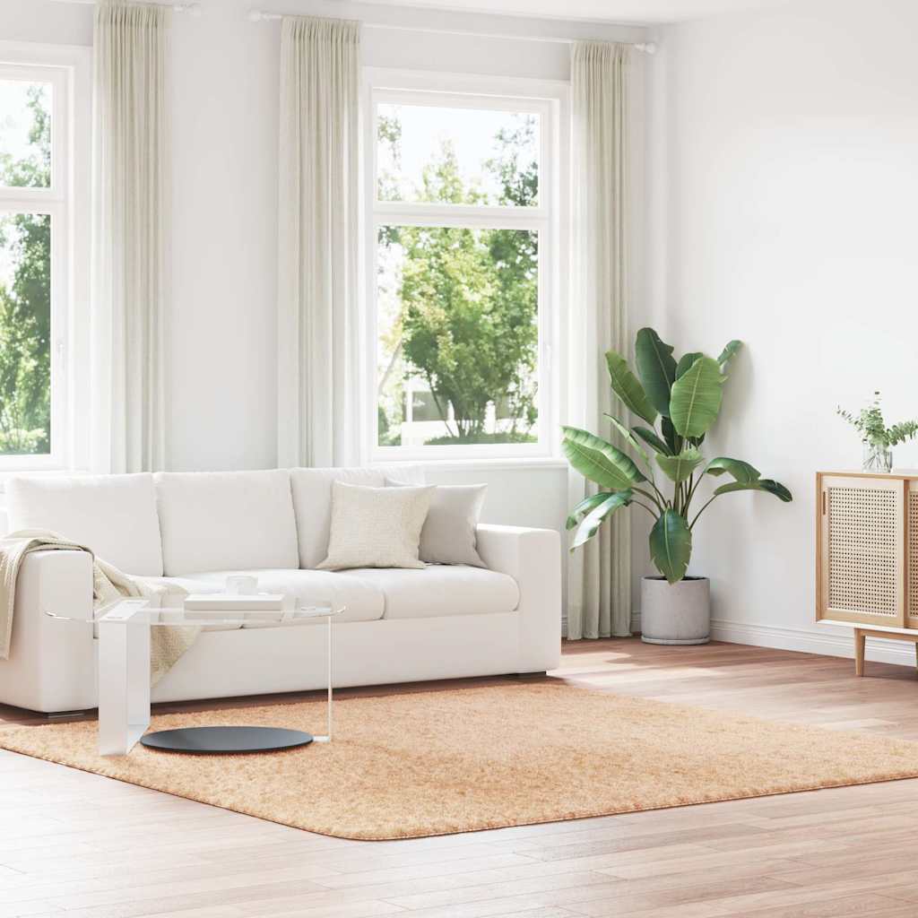 shaggy gulvtæppe NAVARRA 240x240 cm høje luv polyester beige