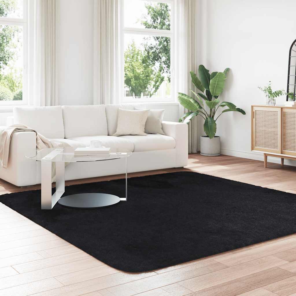 shaggy gulvtæppe NAVARRA 240x240 cm høje luv polyester sort