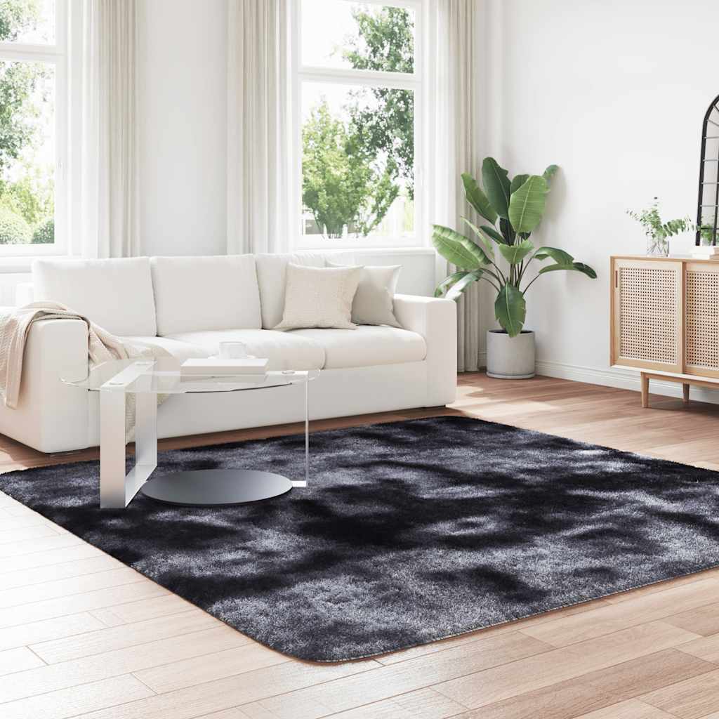 shaggy gulvtæppe NAVARRA 240x240 cm høje luv polyester mørkegrå
