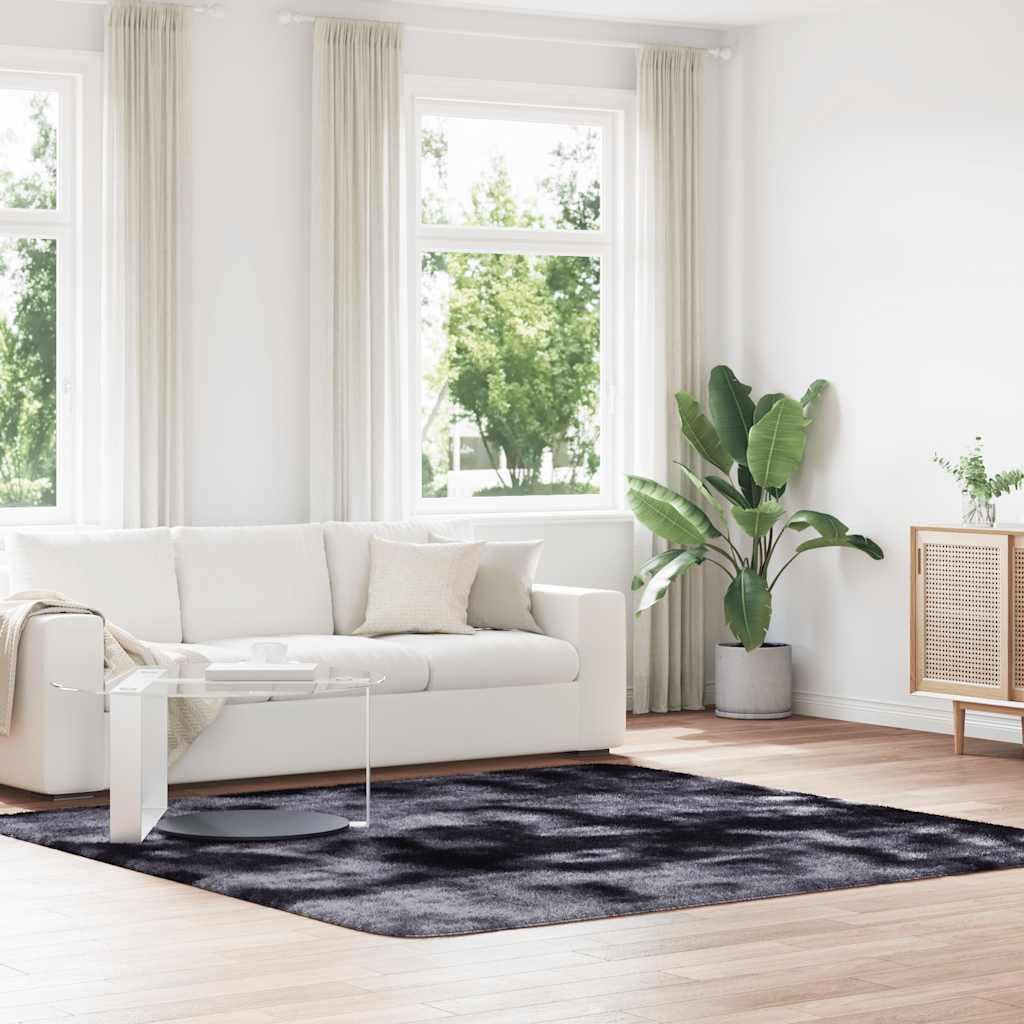 shaggy gulvtæppe NAVARRA 240x240 cm høje luv polyester mørkegrå