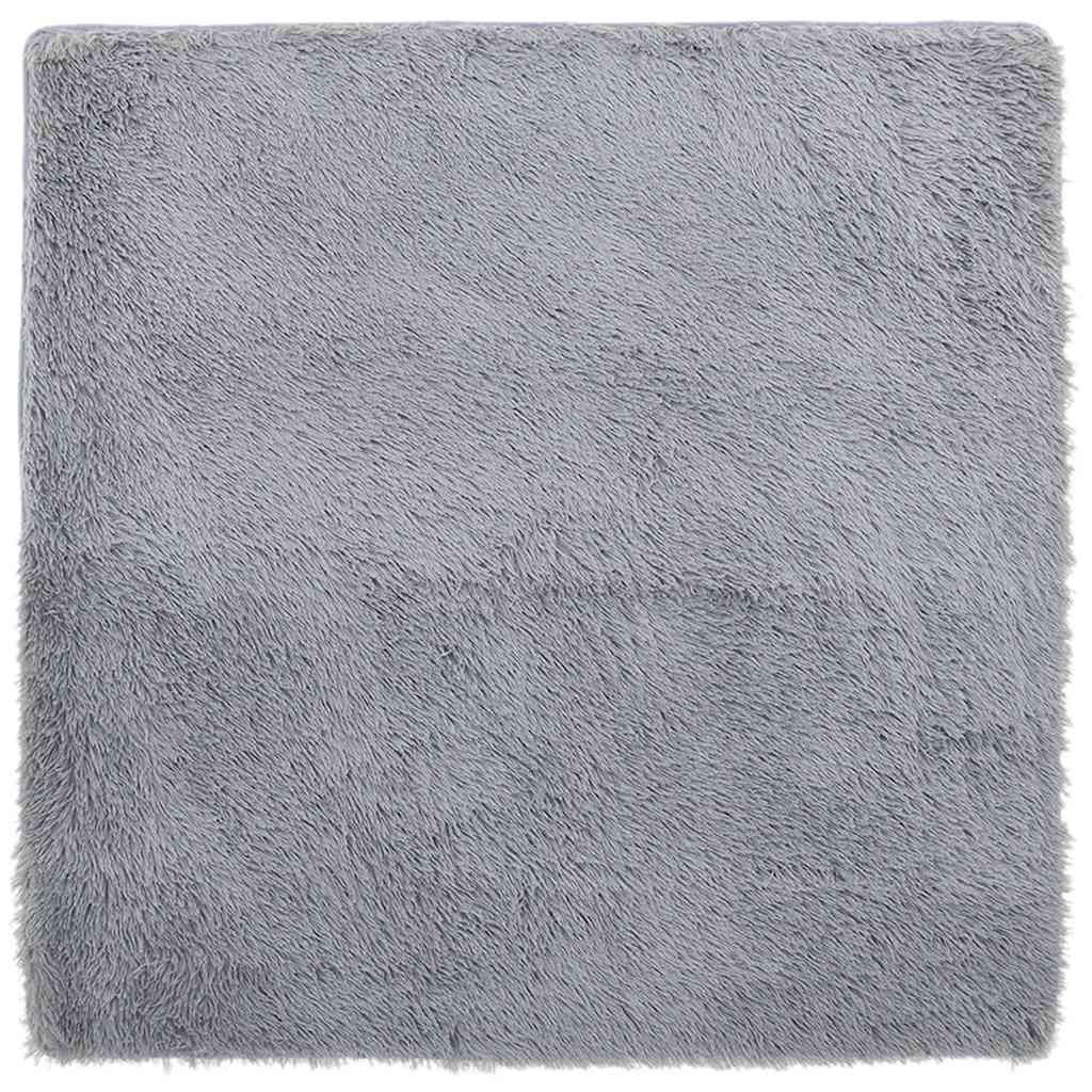 shaggy gulvtæppe NAVARRA 240x240 cm høje luv polyester lysegrå