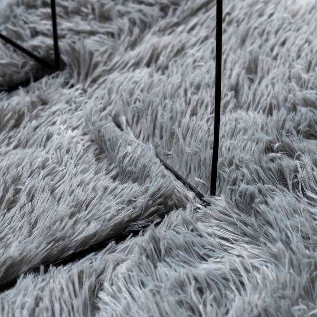 shaggy gulvtæppe NAVARRA 240x240 cm høje luv polyester lysegrå