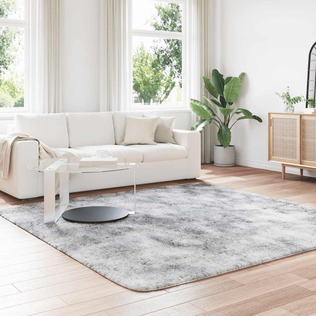 shaggy gulvtæppe NAVARRA 240x240 cm høje luv polyester sølvgrå