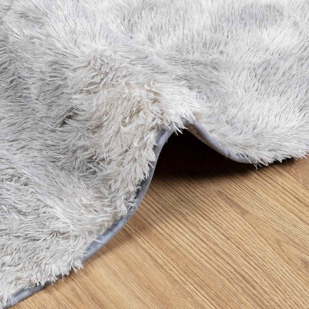 shaggy gulvtæppe NAVARRA 240x240 cm høje luv polyester sølvgrå
